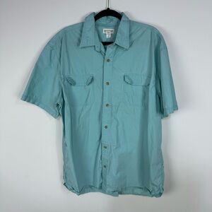 Magellan teal blue button down fishing outdoor top shirt
